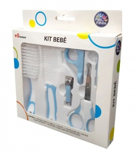 PAIS E FILHOS KIT HIGIE DO BEBE AZUL ESC DE CABE+PENTE+CORT DE UNHAS C SUP+TESO C CAPA DE x 1