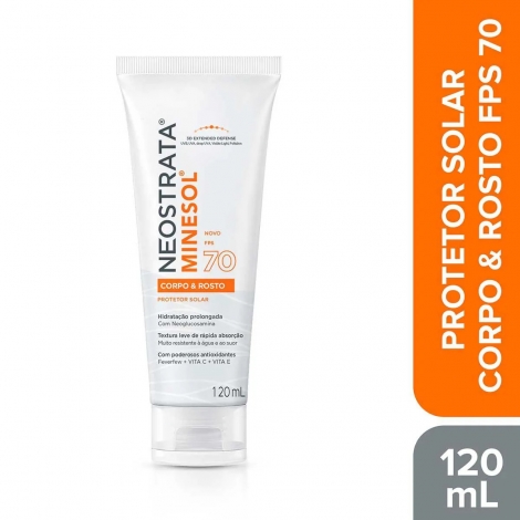NEOSTRATA MINESOL CORPO E ROSTO PROTETOR SOLAR FLUIDO HIDRATANTE FPS70 GEL 120ML