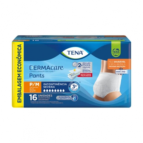 TENA FRALDA GER PANTS DERMACARE P/M C/16UNID