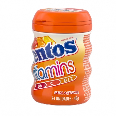 Goma de Mascar Citrus Zero Açúcar Mentos Vitamins Pote 48g 24 Unidades
