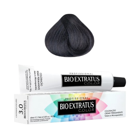 BIO EXTRATUS COLOR CREME PERMANENTE 3.0 CASTANHO ESCURO - A010274